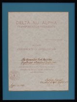 Delta Nu Alpha Transportation Fraternity Certificate of Appreciation