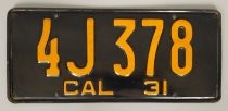 California license plate 4J378