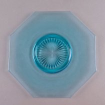 Blue glass cake plate