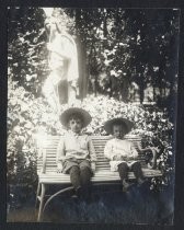 Hansen boys posing in Winchester gardens