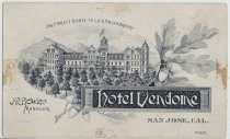 Advertising card for Hotel Vendome : J. R. Bowler, manager