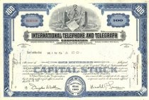 International Telephone and Telegraph Corporation stock certificate, 1961