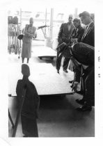 Group looking at plywood, Southern Lumber