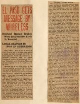 "El Paso Gets Message By Wireless" news clipping