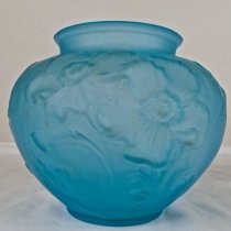 Aqua blue frosted glass vase