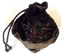 Black velveteen pouch purse