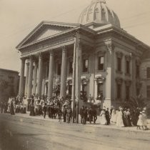 "Court House, day Co. B went away, June 28, 1898, San Jose, Cal."