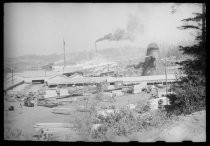 Northern California lumber mill with "wigwam" chimney