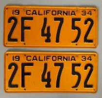 Set of California license plates 2F4752