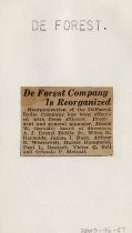 De Forest Company Is Reorganized