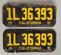 Set of California license plates 1L36393