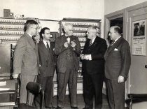 Lee de Forest with Louis Pacent and three other men