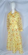 Yellow with orange & gold nylon acetate dress