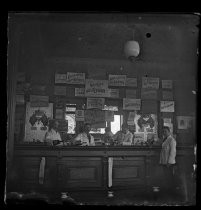 Saloon interior, with campaign posters