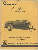 John Bean Model 296 CP Speed Sprayer Instructions and Parts List No. S-6829