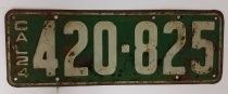 California license plate 420825