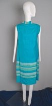 Turquoise silk shift dress