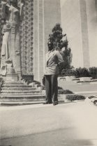 African American gentleman in front of building at Golden Gate International Exposition