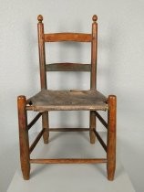 Hickory chair with leather seat