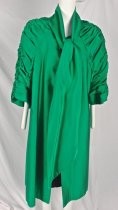 Emerald satin swing coat