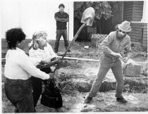 Ohlone activists with archaeologist in downtown San Jose