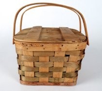 Wicker and wood picnic basket