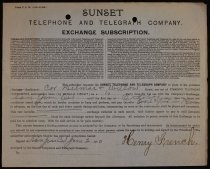 Sunset Telephone and Telegraph Company Exchange Subscription