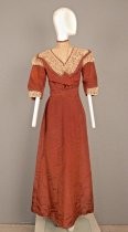 Rust moire silk taffeta dress