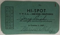 Hi-Spot membership card issued to Jerry Erich