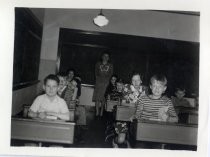 Ruby Levin in classroom with students