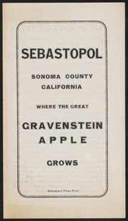 Sebastopol, Where the Great Gravenstein Apple Grows