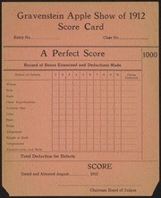 Gravenstein Apple Show of 1912 Score Card