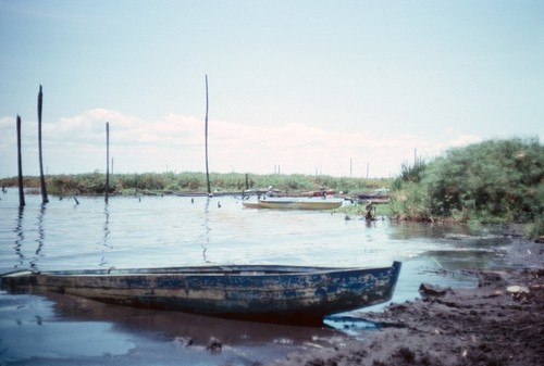 Boats along shore of Kampinda fishing village on Lake Mweru Wantipa, near Mukupa Katandula village