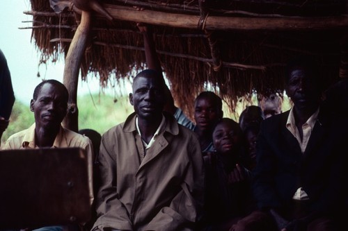 Gathering at a meeting spot of Chief Nsama, Nsama village