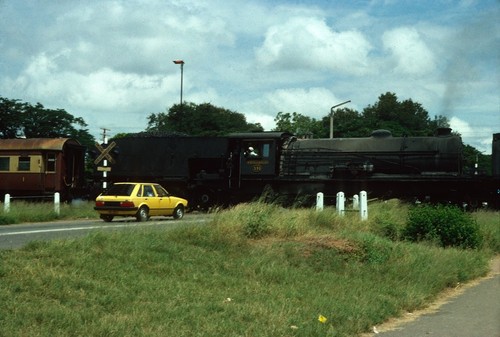 Steam engine at town of Victoria Falls, Zimbabwe