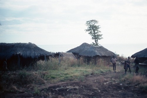 Houses at Kasongole village, with Lake Mweru Wantipa in the background