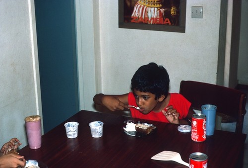 An attendee at Daniel Cancel's seventh birthday party in faculty housing at the University of Zambia