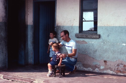 Daniel Cancel's first haircut, Nsama village