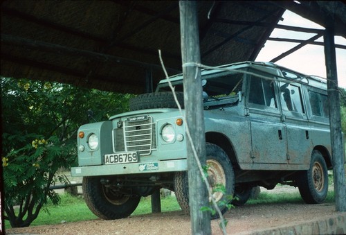 Land Rover parked at Fisheries complex at Nsama village