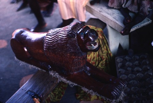 Ornamental sculpture of a lion at the court of Chief Kaputa, Kaputa village