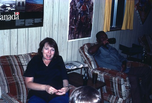 Inside lounge trailer at Stanley Associates road camp, Bulaya, Kaputa District