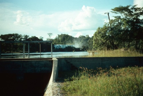 View of two sections of the three parts of Chishimba Falls, near Kasama, Zambia