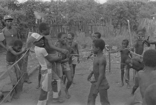 Children boxing inside ring, San Basilio del Palenque, ca. 1978