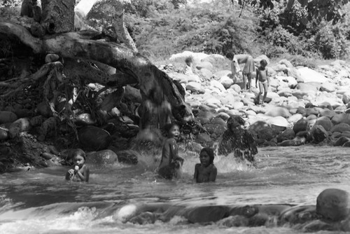 Woman and children in river, La Guajira, Colombia, 1976