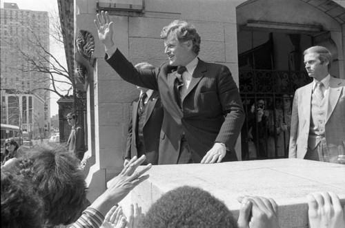 Ted Kennedy on campaign trail, ca.1980