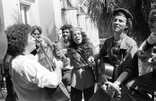 Musicians at a rally, Managua, 1979