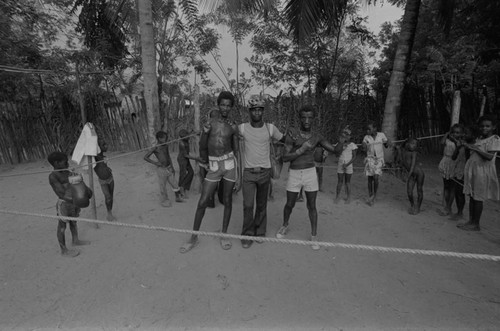 Boxers standing inside ring, San Basilio de Palenque, ca. 1978