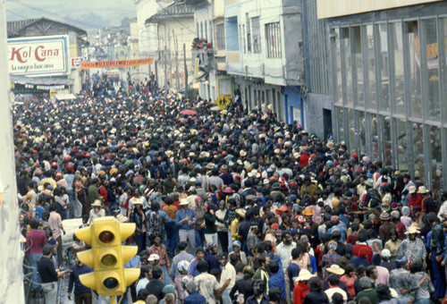 Large crowd at the Blacks and Whites Carnival, Nariño, Colombia, 1979