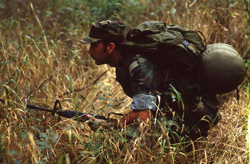 Survival school student on an obstacle course, Liberal, 1982