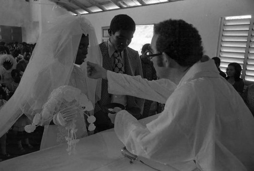 Priest celebrating a wedding, San Basilio de Palenque, 1975